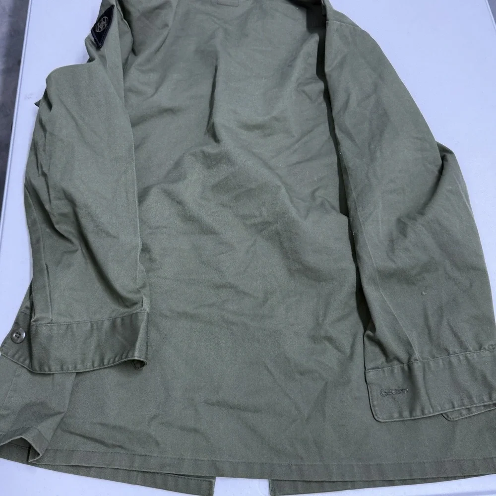 US Army Military Field Shirt Mens Large Green Good OG-107 Utility Jacket Patched